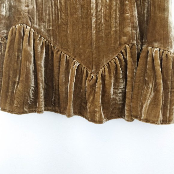 Loveshackfancy Eliza Gold Velvet Mini Skirt 6 - Picture 4 of 5